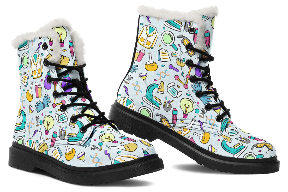 STEM Blue Faux Fur Boots