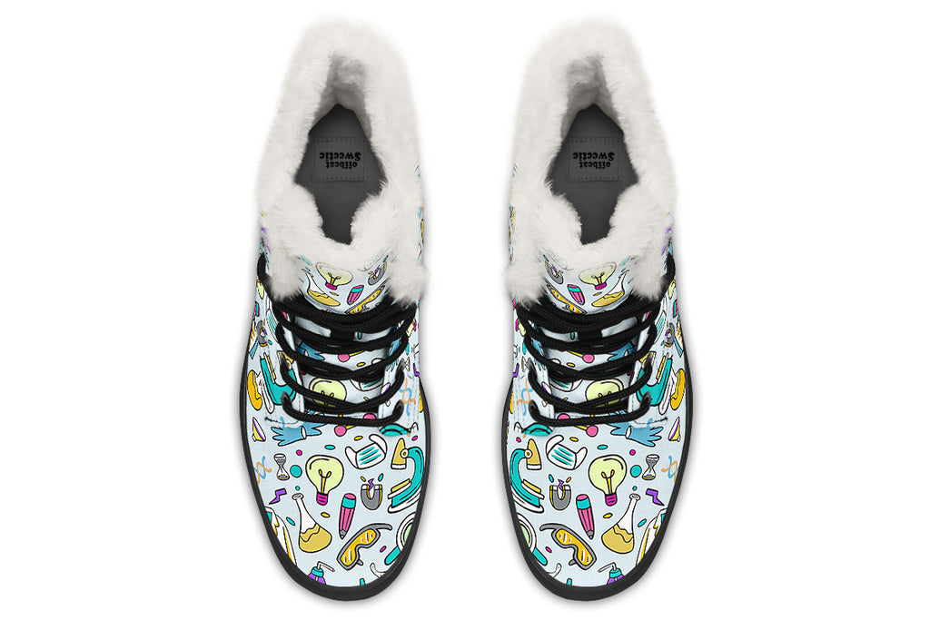 STEM Blue Faux Fur Boots