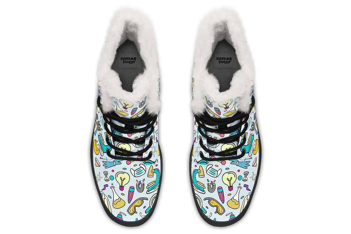 STEM Blue Faux Fur Boots