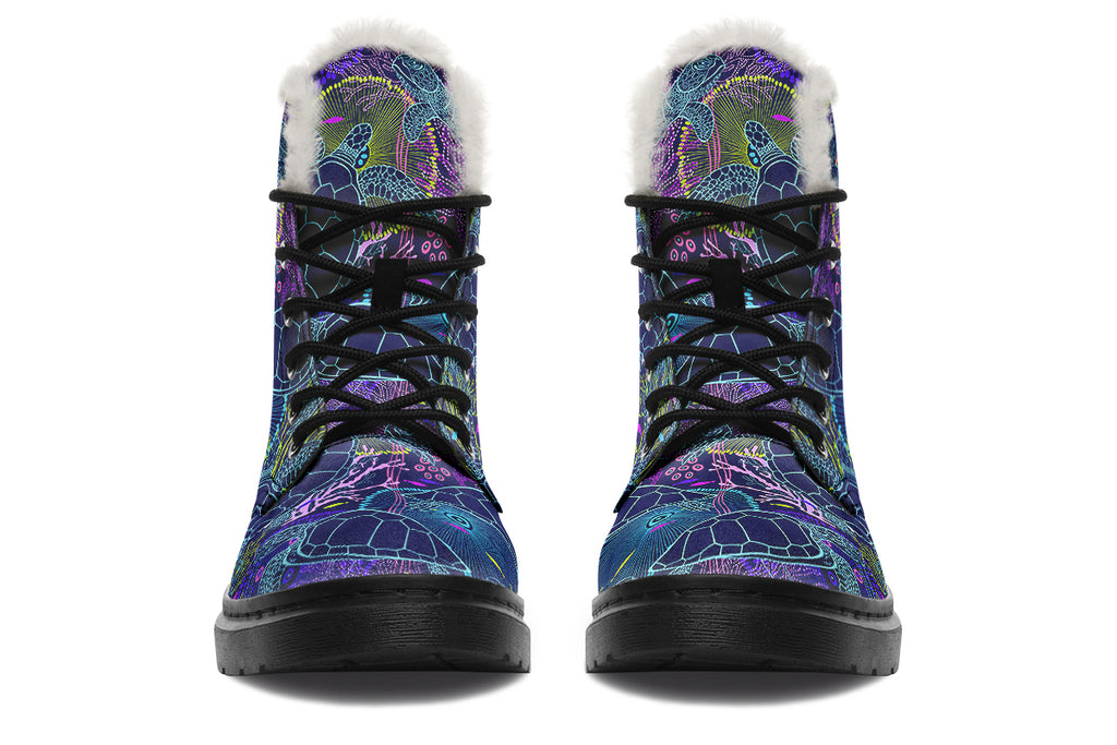 Sea Turtles Faux Fur Boots - Offbeat Sweetie