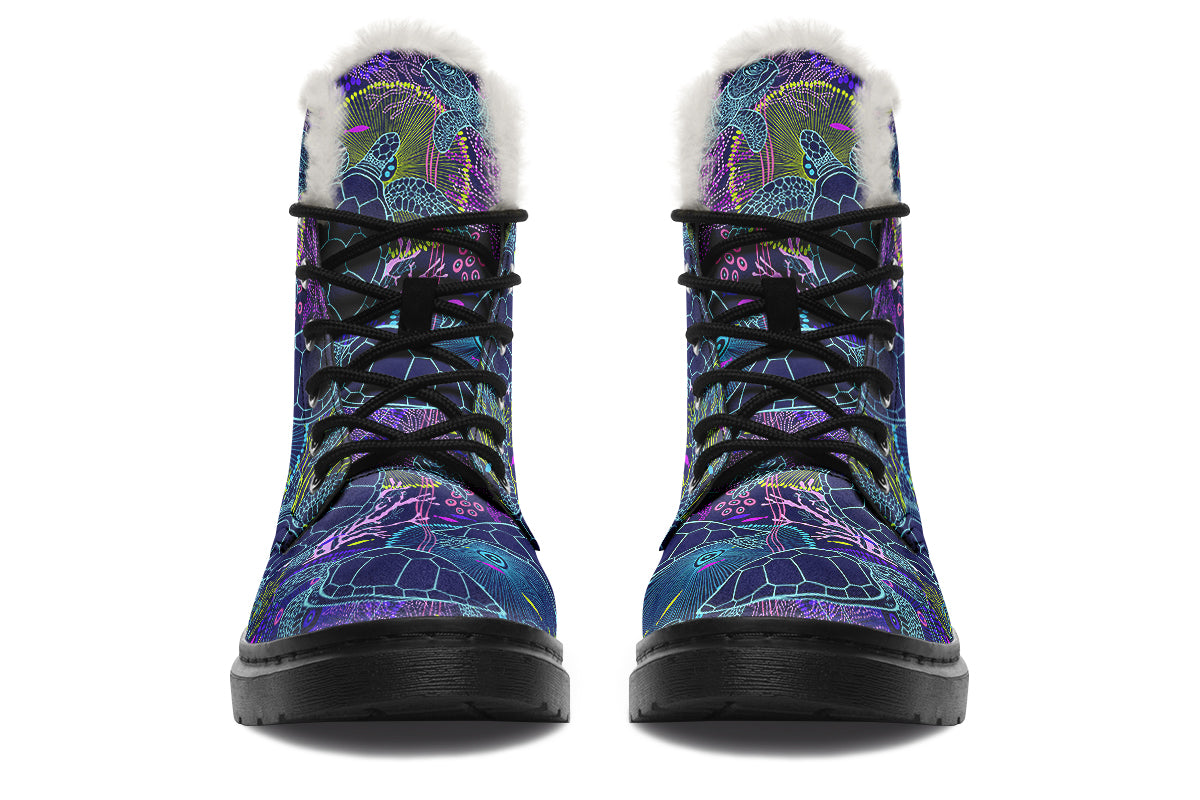 Sea Turtles Faux Fur Boots - Offbeat Sweetie