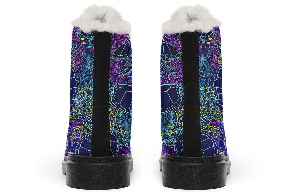 Sea Turtles Faux Fur Boots - Offbeat Sweetie