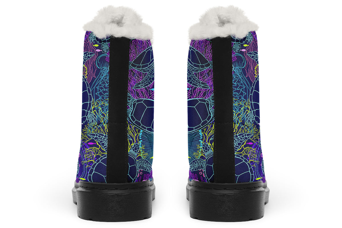 Sea Turtles Faux Fur Boots - Offbeat Sweetie