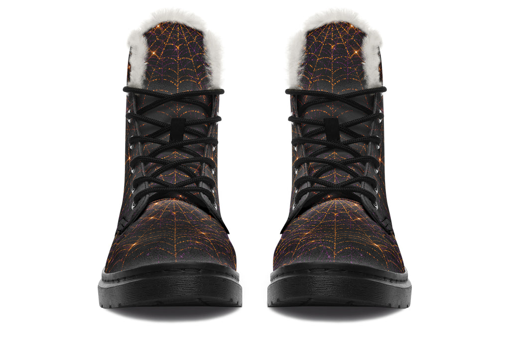 Spiderweb Faux Fur Boots - Offbeat Sweetie