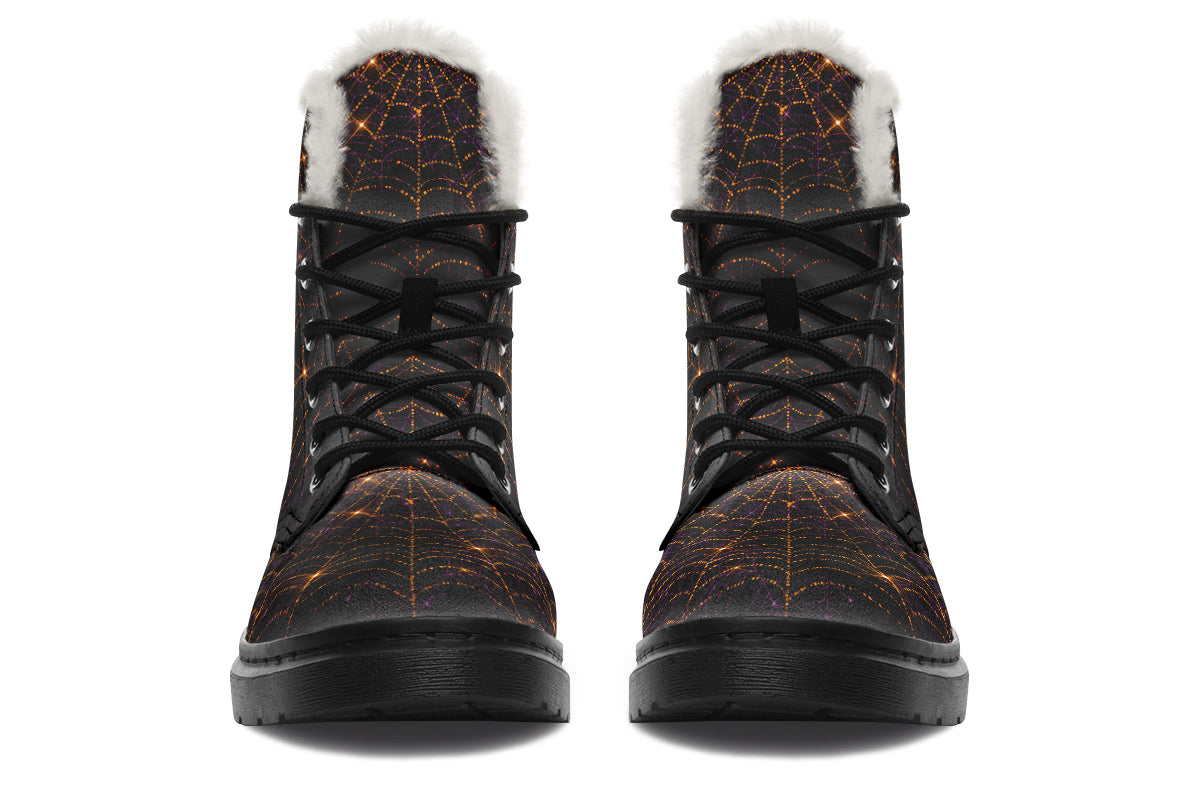 Spiderweb Faux Fur Boots - Offbeat Sweetie