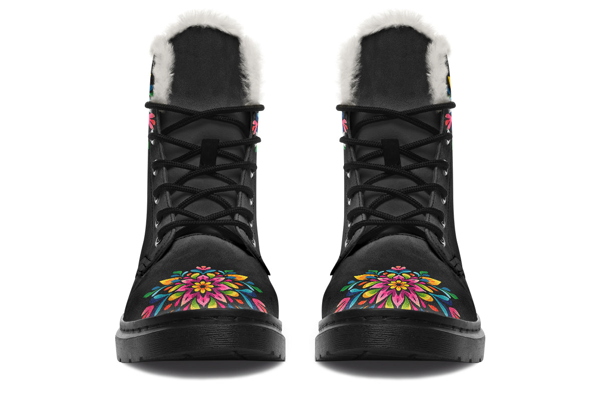 Sugar Skull Faux Fur Boots