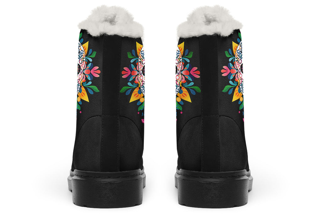 Sugar Skull Faux Fur Boots
