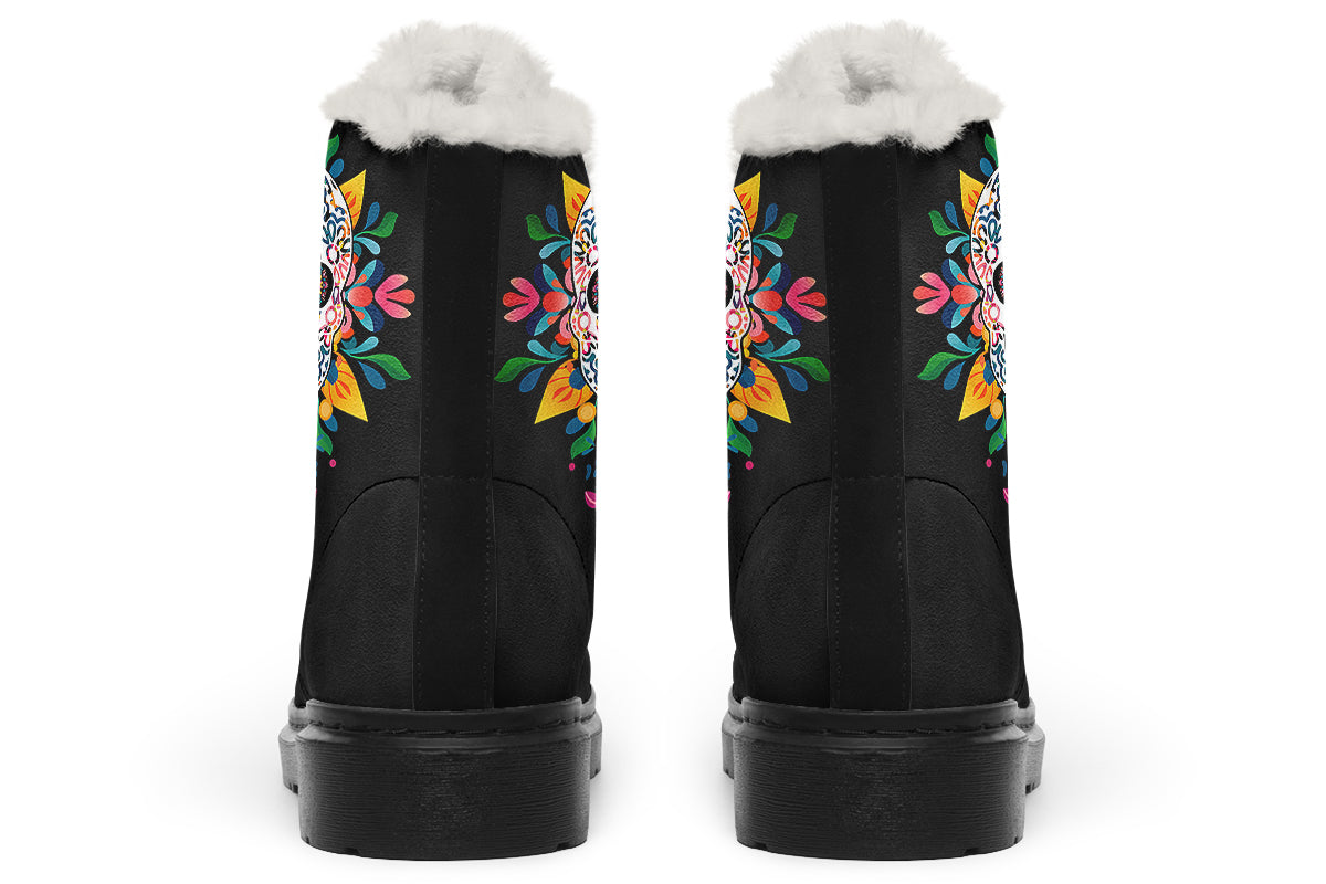 Sugar Skull Faux Fur Boots