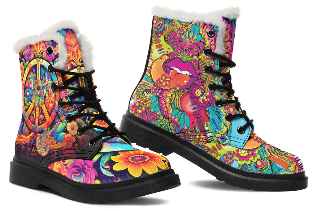 Summer Of Love Faux Fur Boots - Offbeat Sweetie