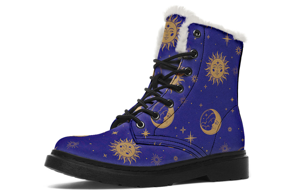 Sun Moon And Stars Faux Fur Boots