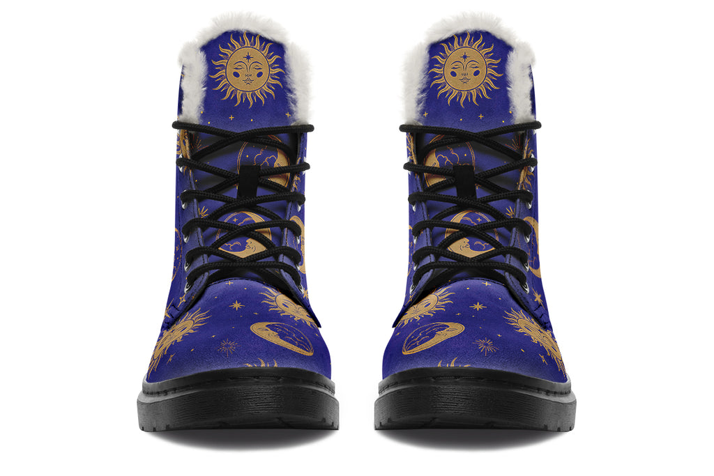 Sun Moon And Stars Faux Fur Boots