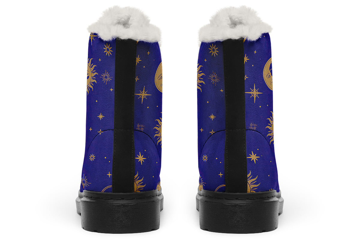 Sun Moon And Stars Faux Fur Boots