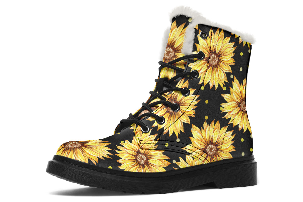 Sunflowers Faux Fur Boots - Offbeat Sweetie