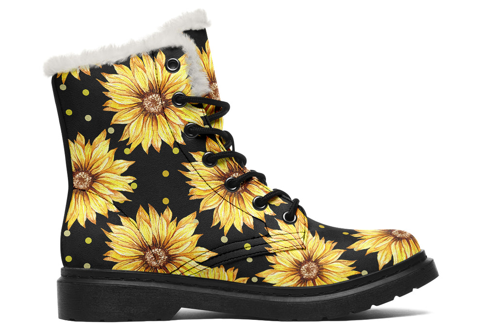 Sunflowers Faux Fur Boots - Offbeat Sweetie