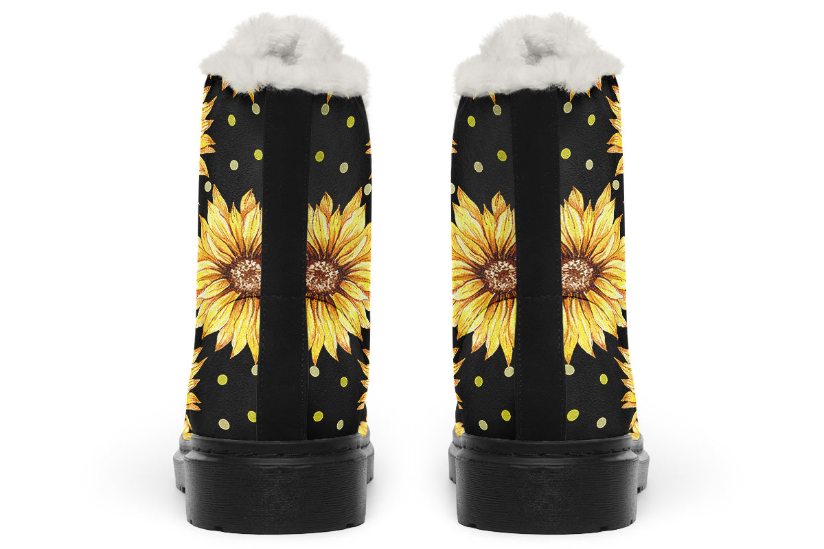 Sunflowers Faux Fur Boots - Offbeat Sweetie