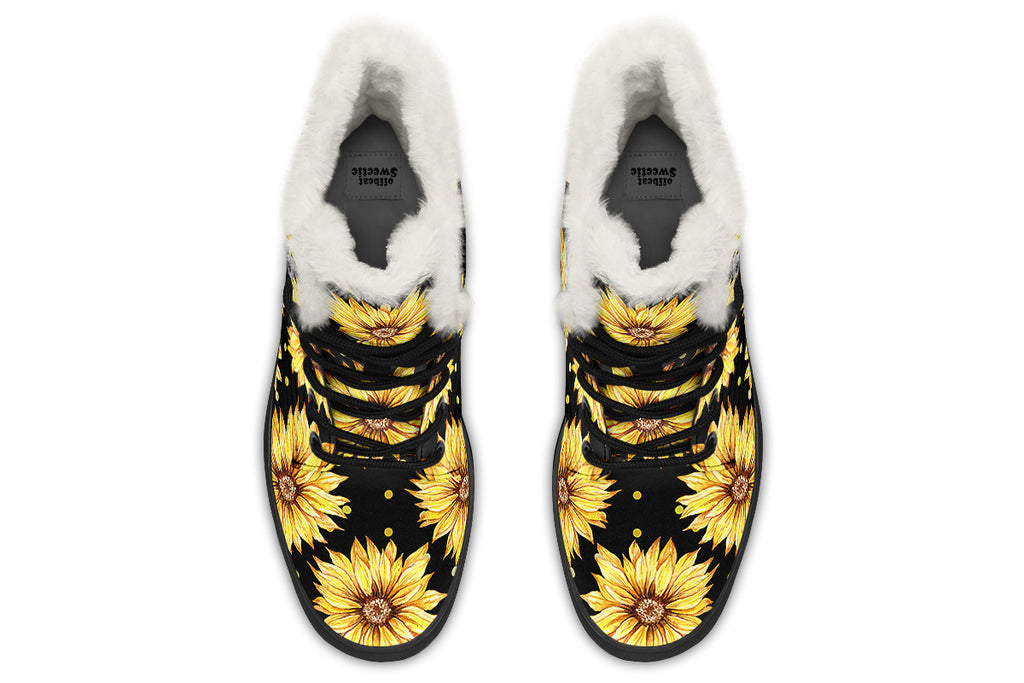 Sunflowers Faux Fur Boots - Offbeat Sweetie