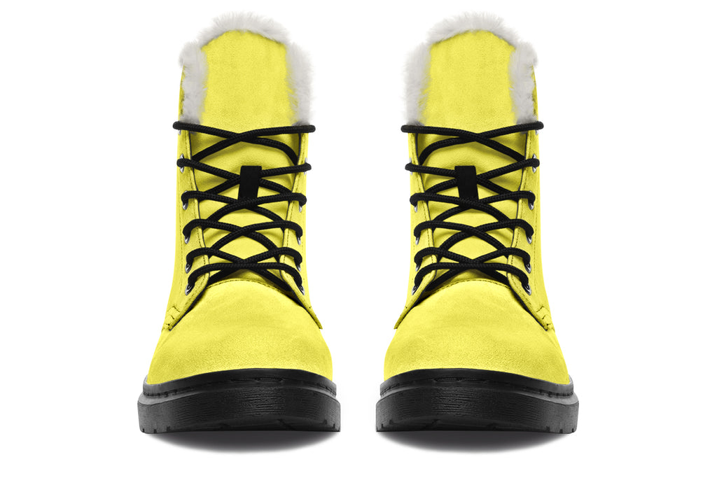 Sunny Yellow Faux Fur Boots - Offbeat Sweetie