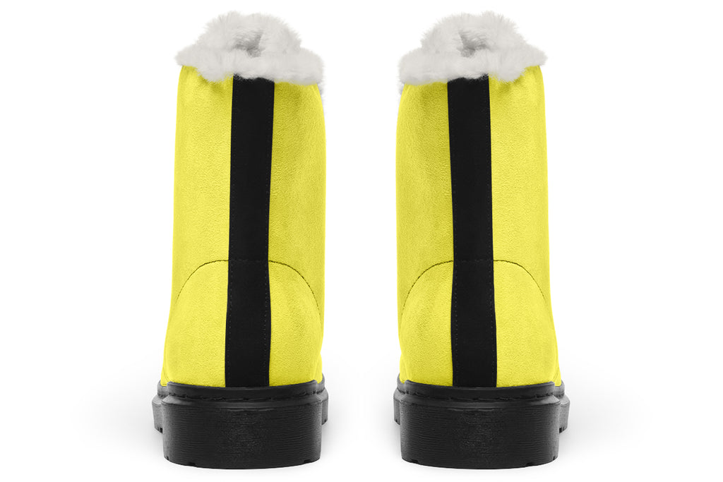Sunny Yellow Faux Fur Boots - Offbeat Sweetie