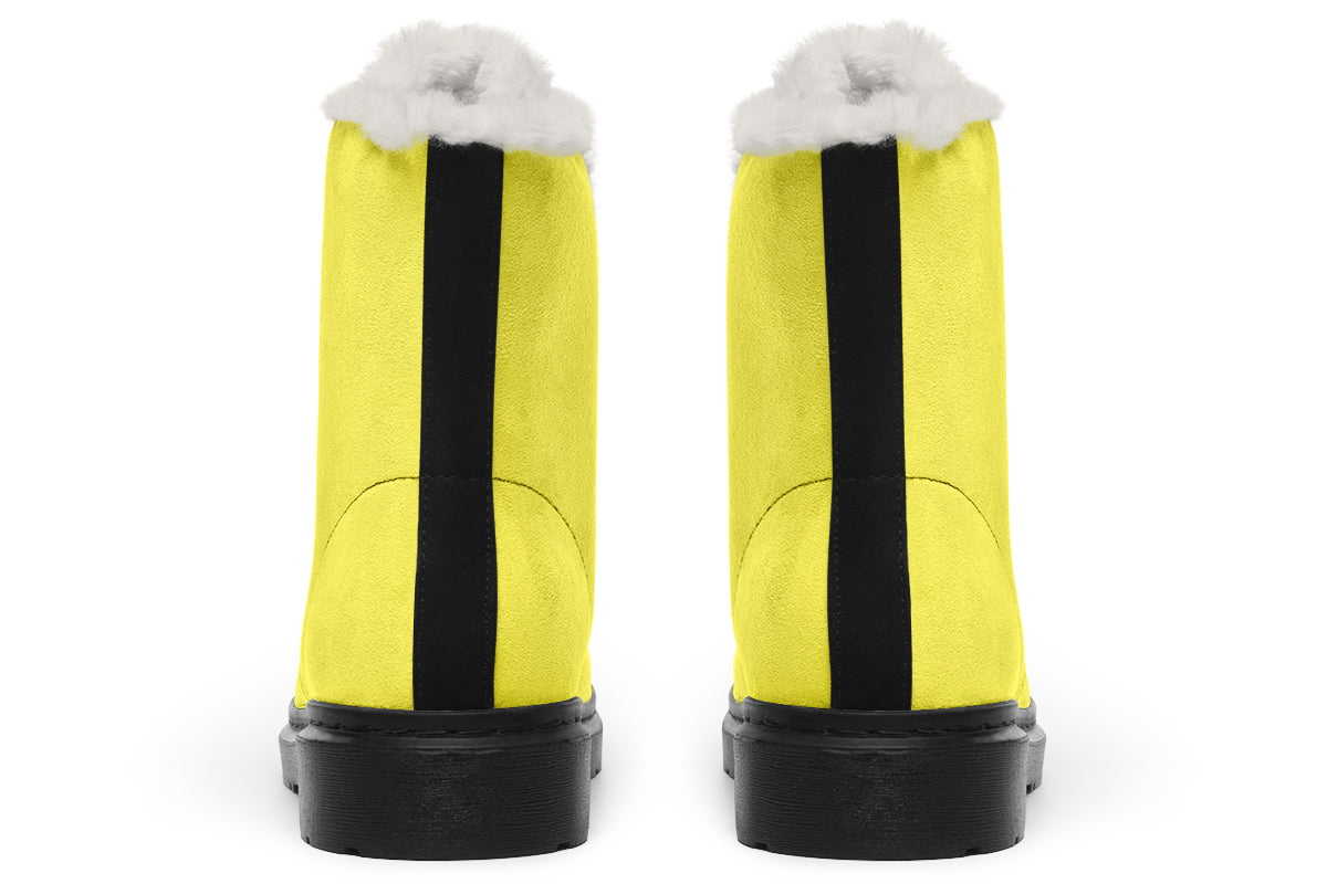 Sunny Yellow Faux Fur Boots - Offbeat Sweetie