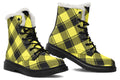 Sunny Yellow Plaid Faux Fur Boots