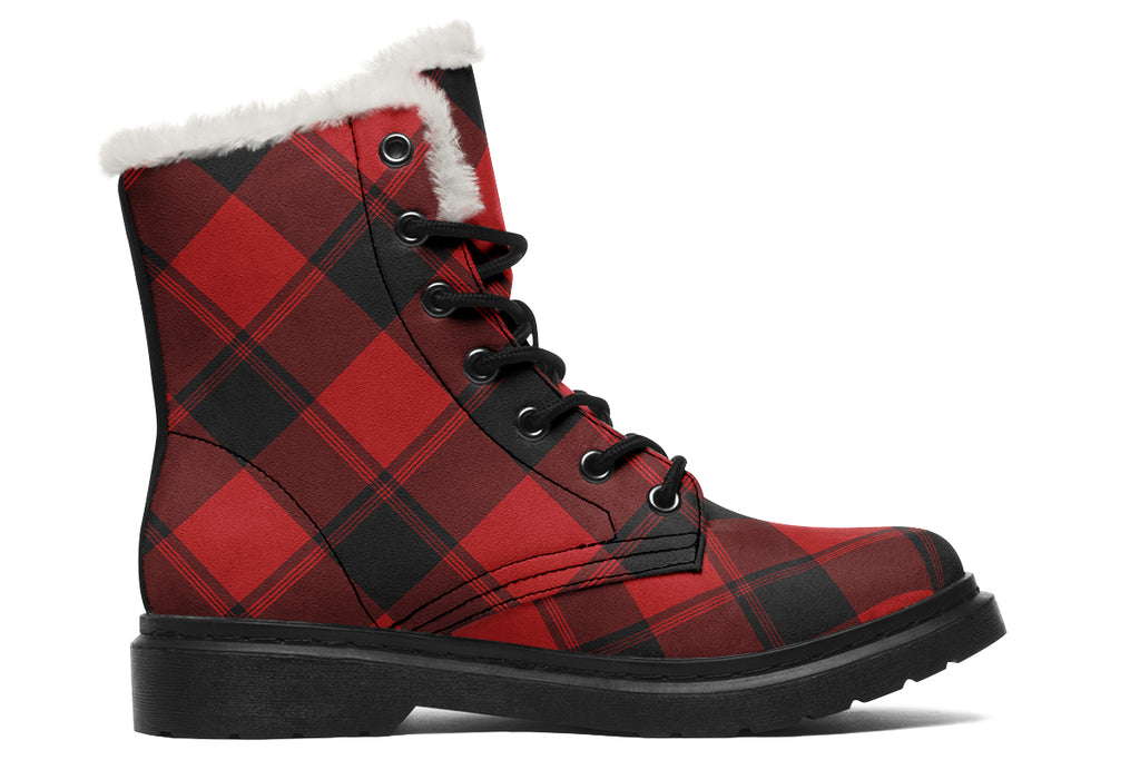 Toffee Apple Plaid Faux Fur Boots