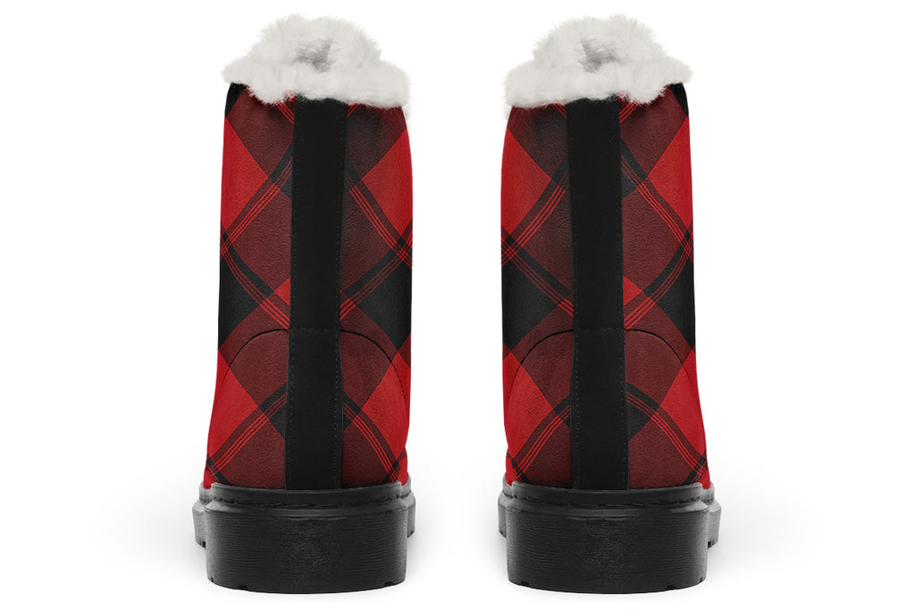 Toffee Apple Plaid Faux Fur Boots