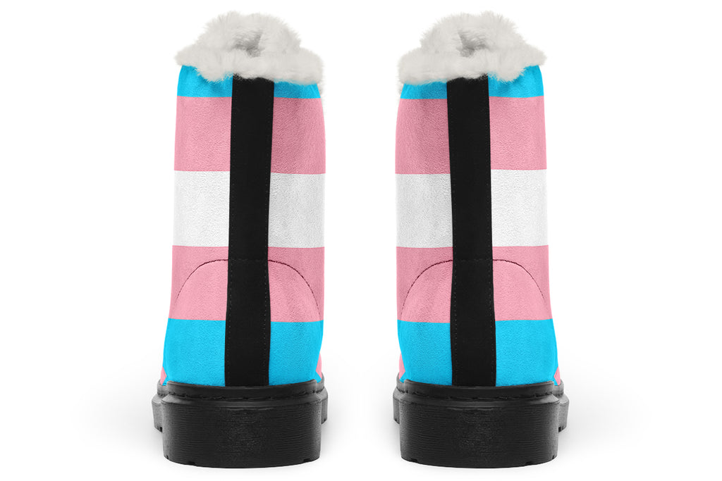 Trans Flag Faux Fur Boots - Offbeat Sweetie