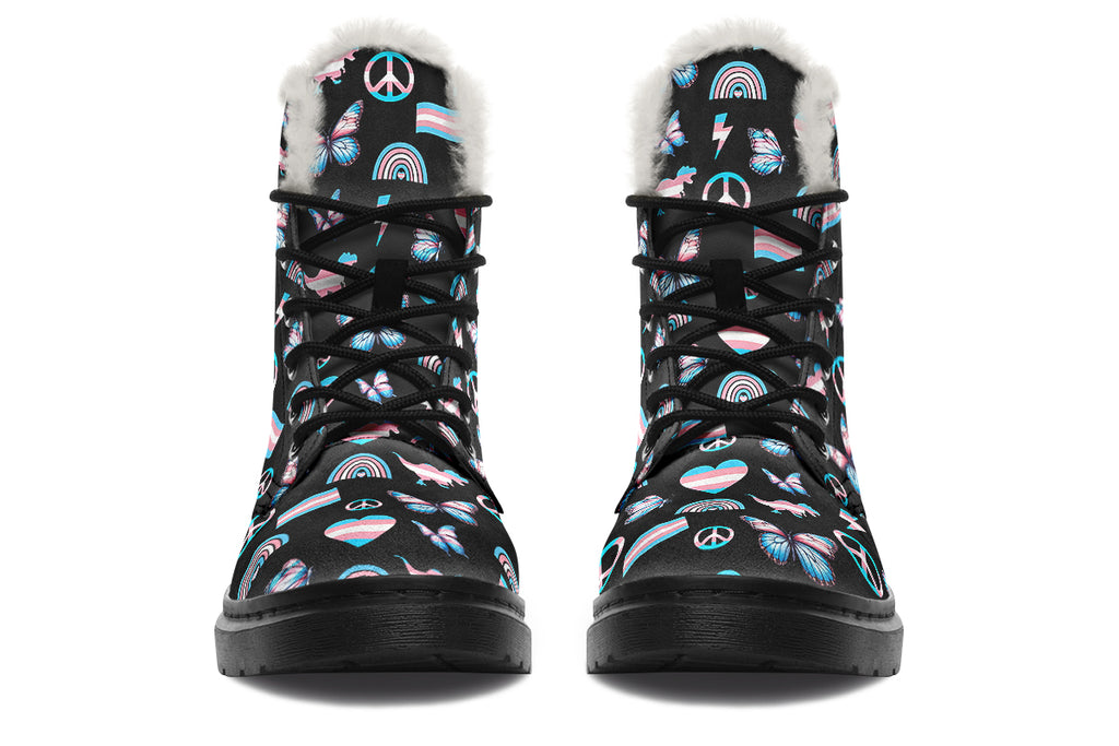 Trans Love Faux Fur Boots - Offbeat Sweetie