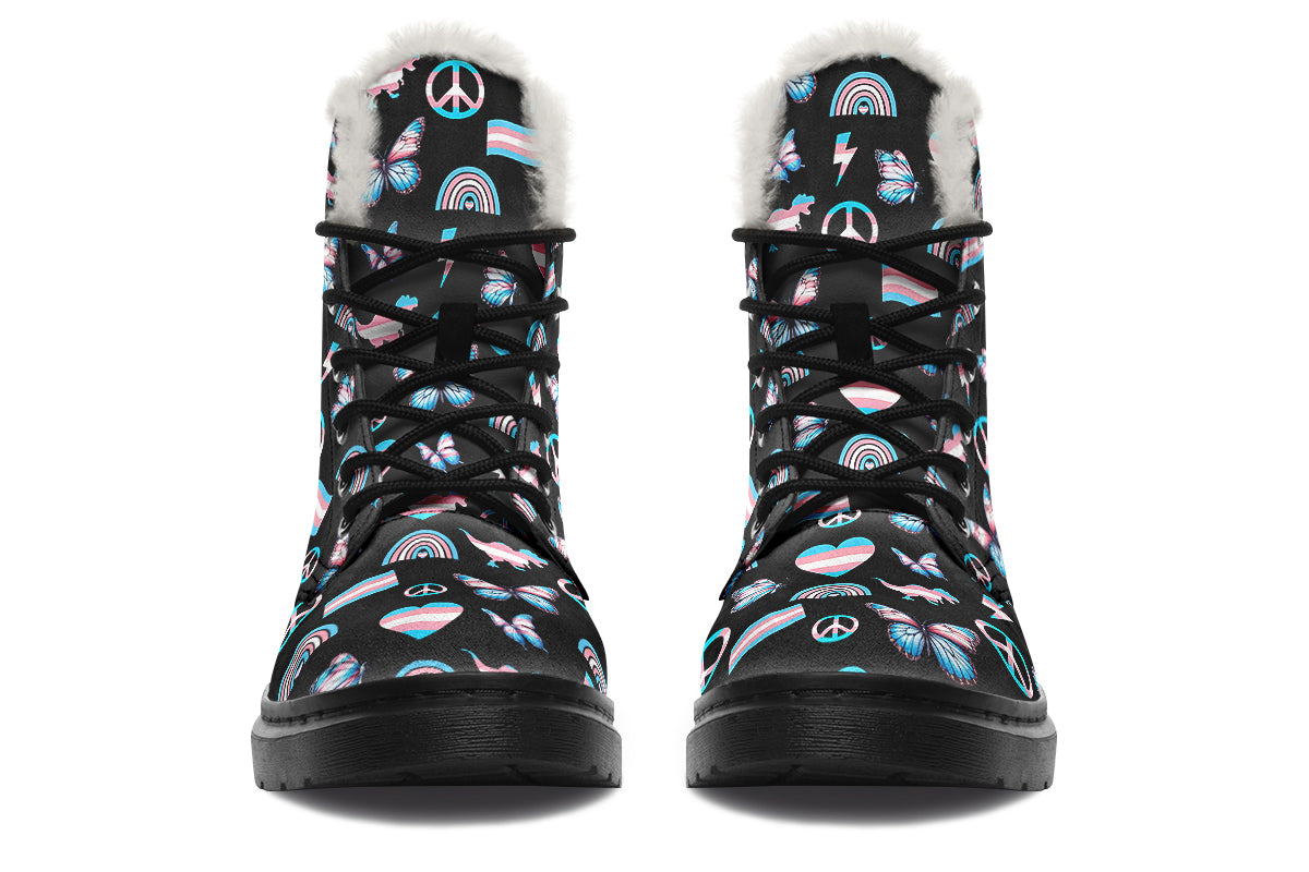 Trans Love Faux Fur Boots - Offbeat Sweetie