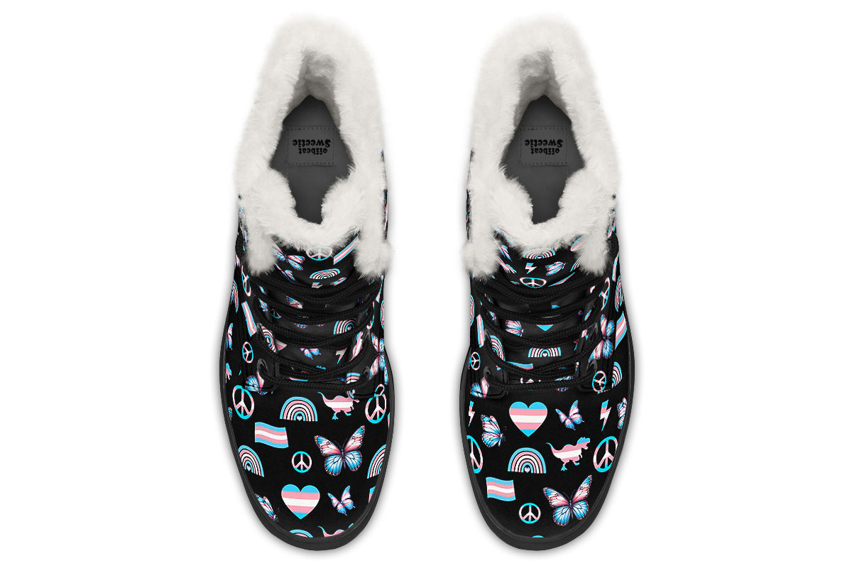 Trans Love Faux Fur Boots - Offbeat Sweetie