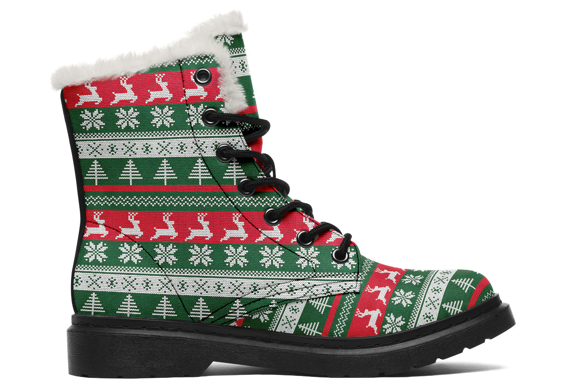 Ugly Christmas Faux Fur Boots - Offbeat Sweetie