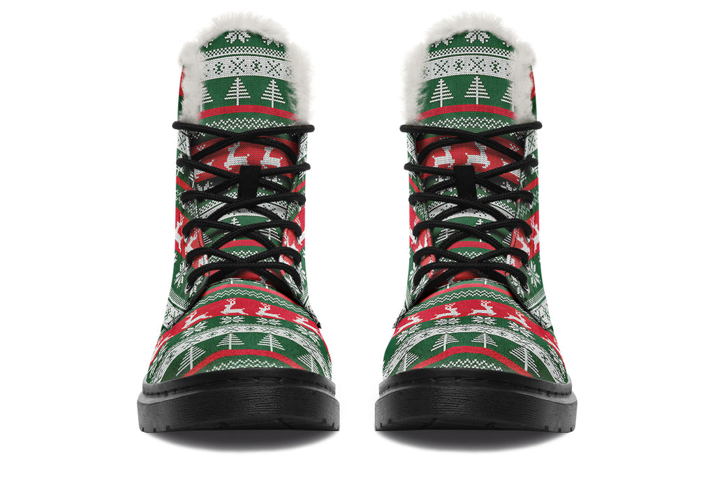 Ugly Christmas Faux Fur Boots - Offbeat Sweetie