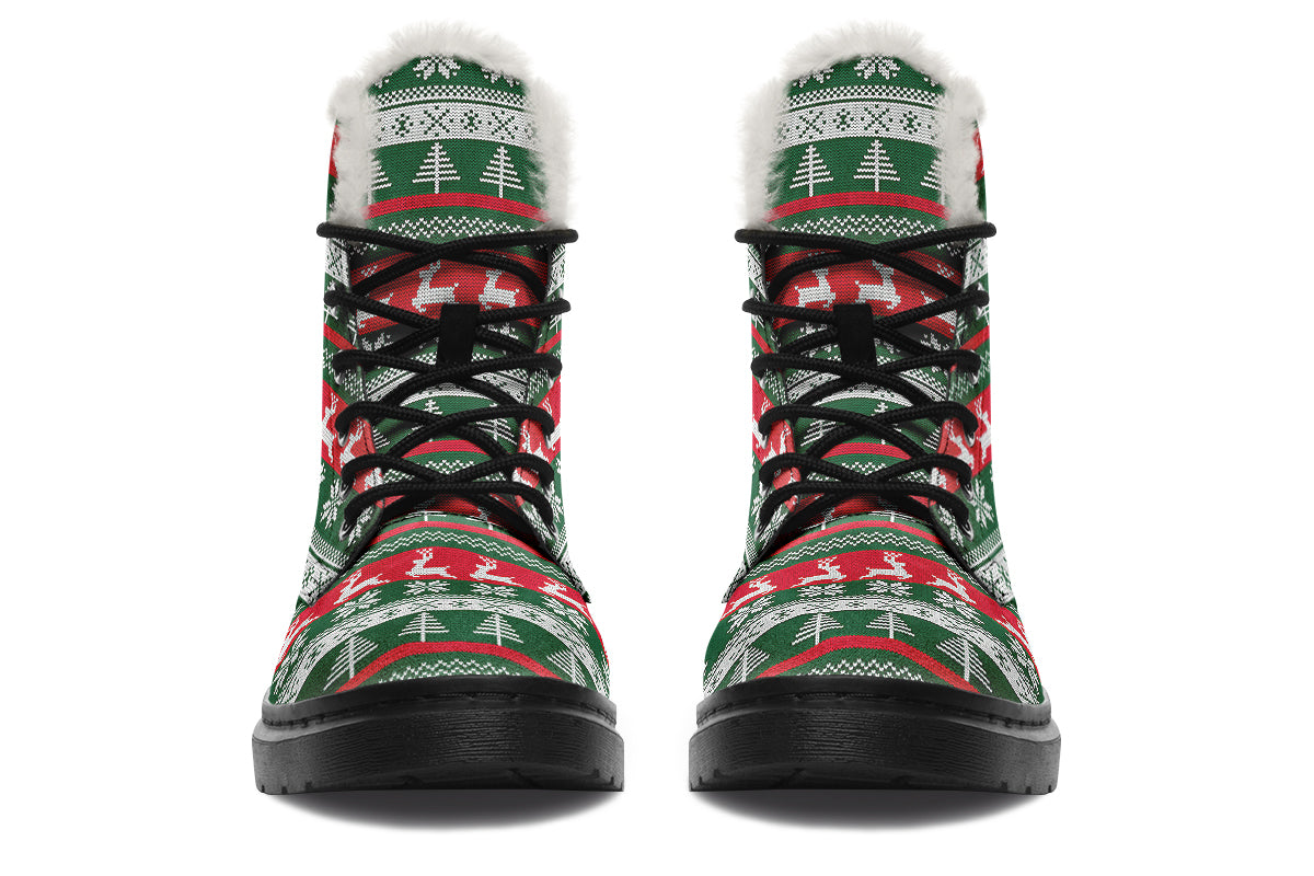 Ugly Christmas Faux Fur Boots - Offbeat Sweetie
