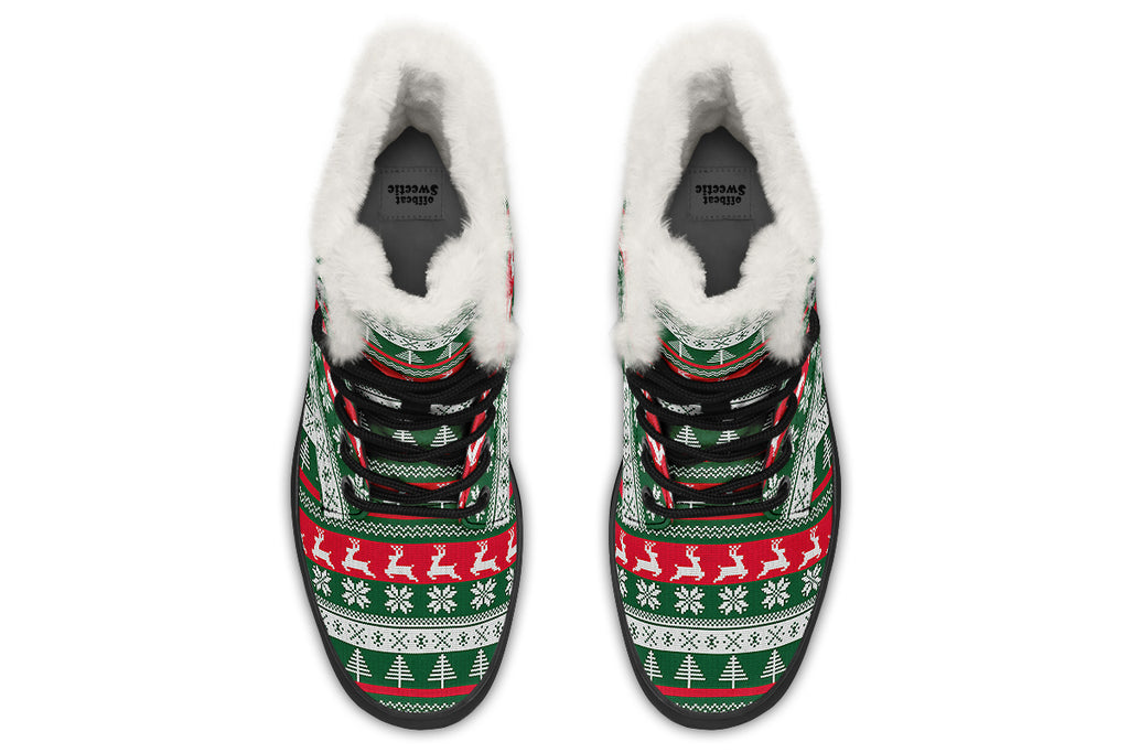 Ugly Christmas Faux Fur Boots - Offbeat Sweetie
