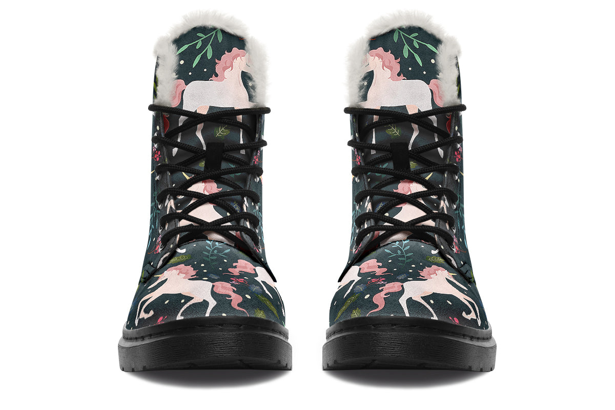 Unicorn Garden Faux Fur Boots - Offbeat Sweetie