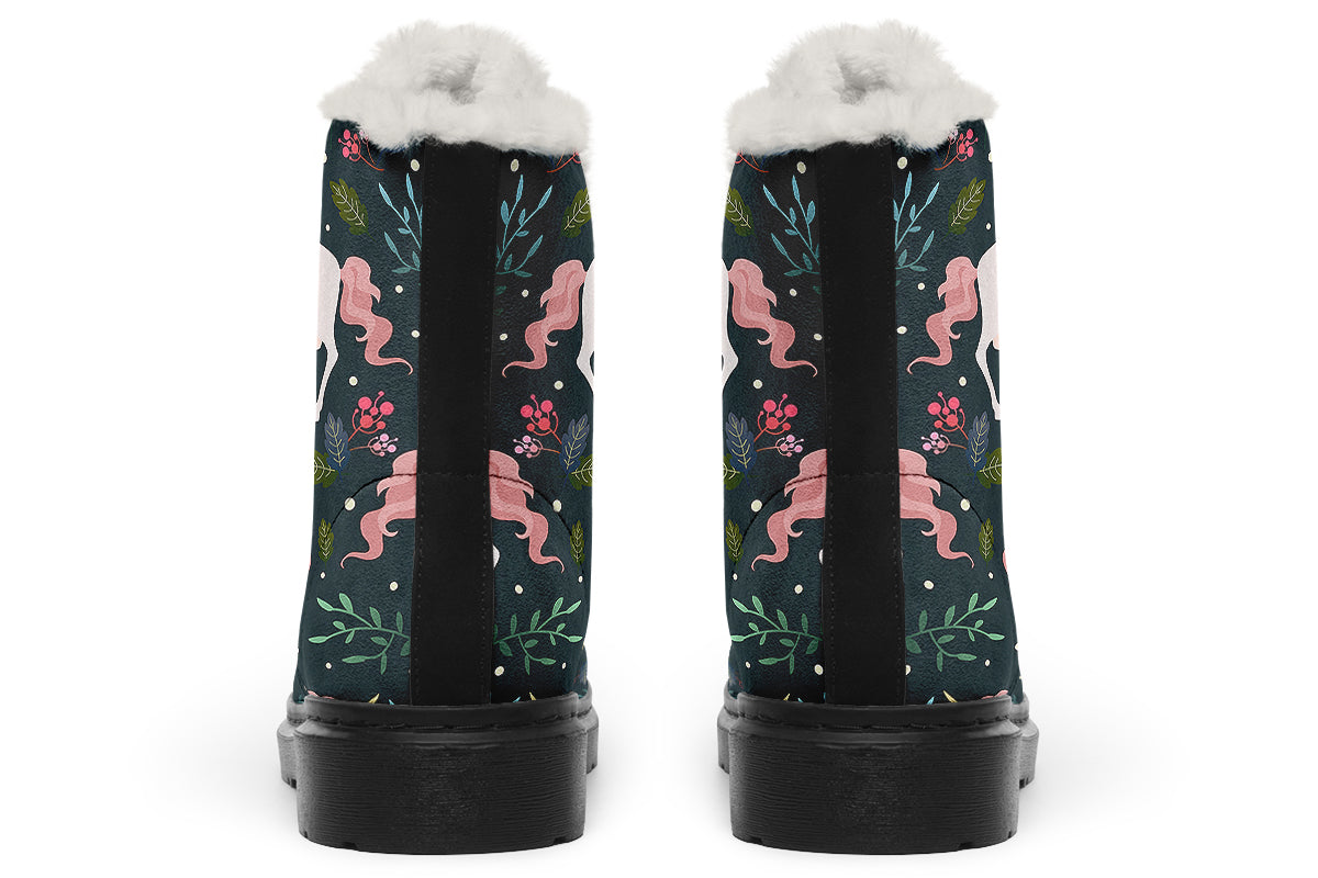 Unicorn Garden Faux Fur Boots - Offbeat Sweetie