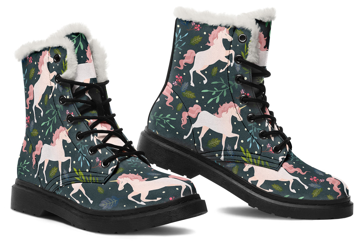 Unicorn Garden Faux Fur Boots - Offbeat Sweetie