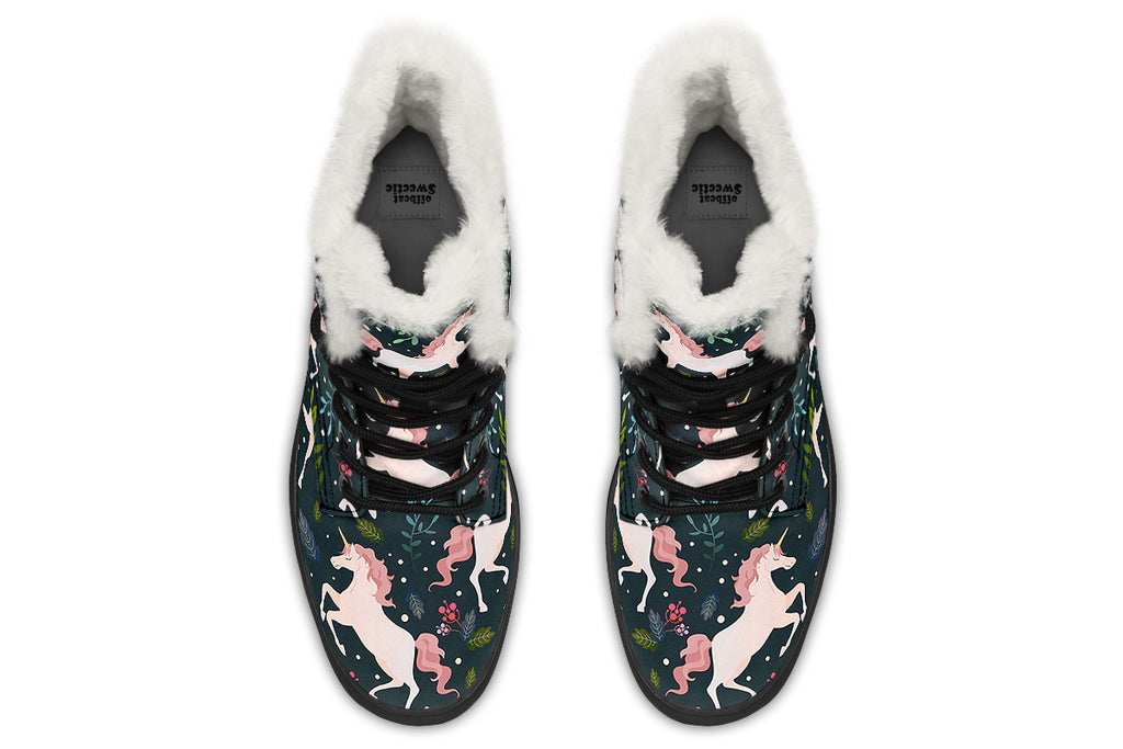 Unicorn Garden Faux Fur Boots - Offbeat Sweetie