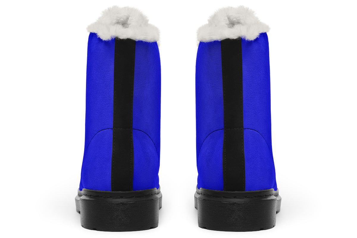 Vivid Blue Faux Fur Boots - Offbeat Sweetie
