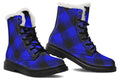 Vivid Blue Plaid Faux Fur Boots