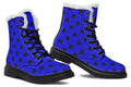 Vivid Blue Polka Dot Faux Fur Boots