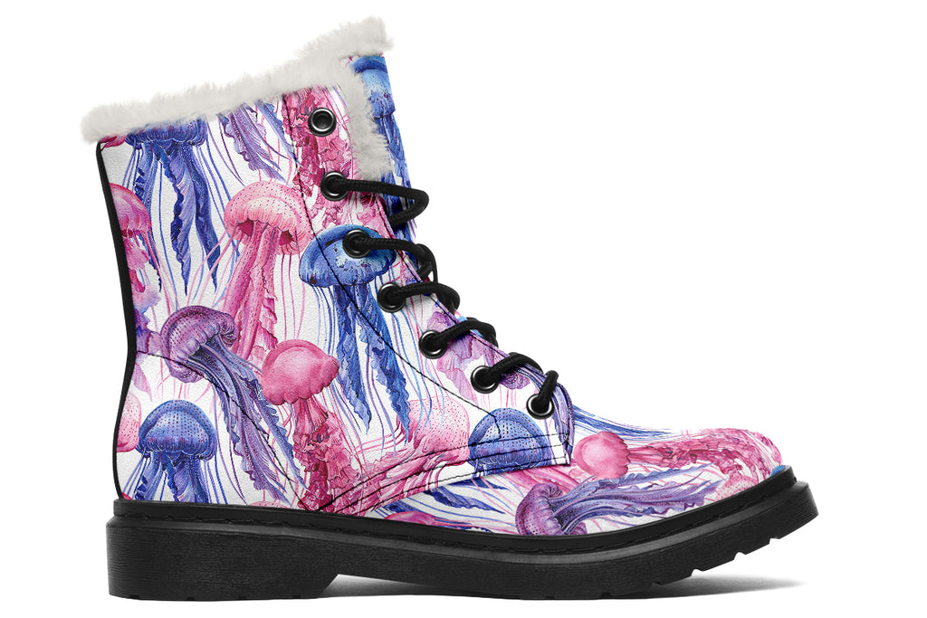 Watercolour Jellyfish Faux Fur Boots