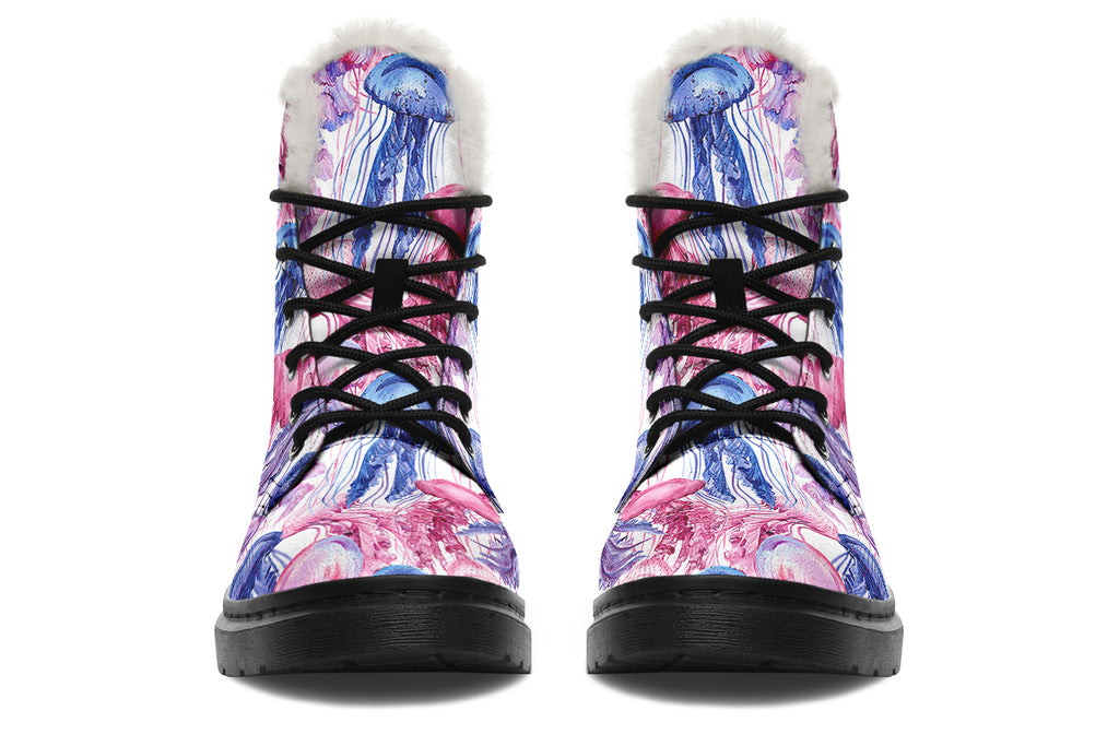 Watercolour Jellyfish Faux Fur Boots