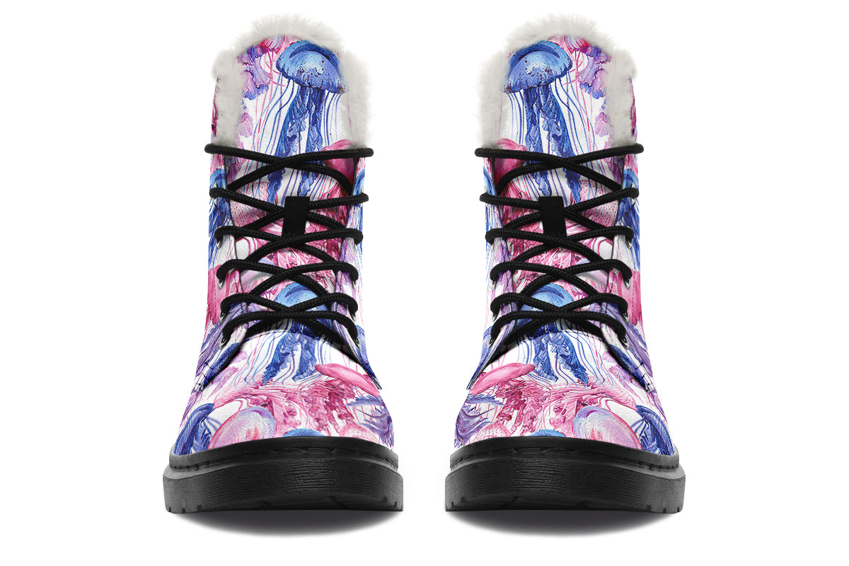 Watercolour Jellyfish Faux Fur Boots