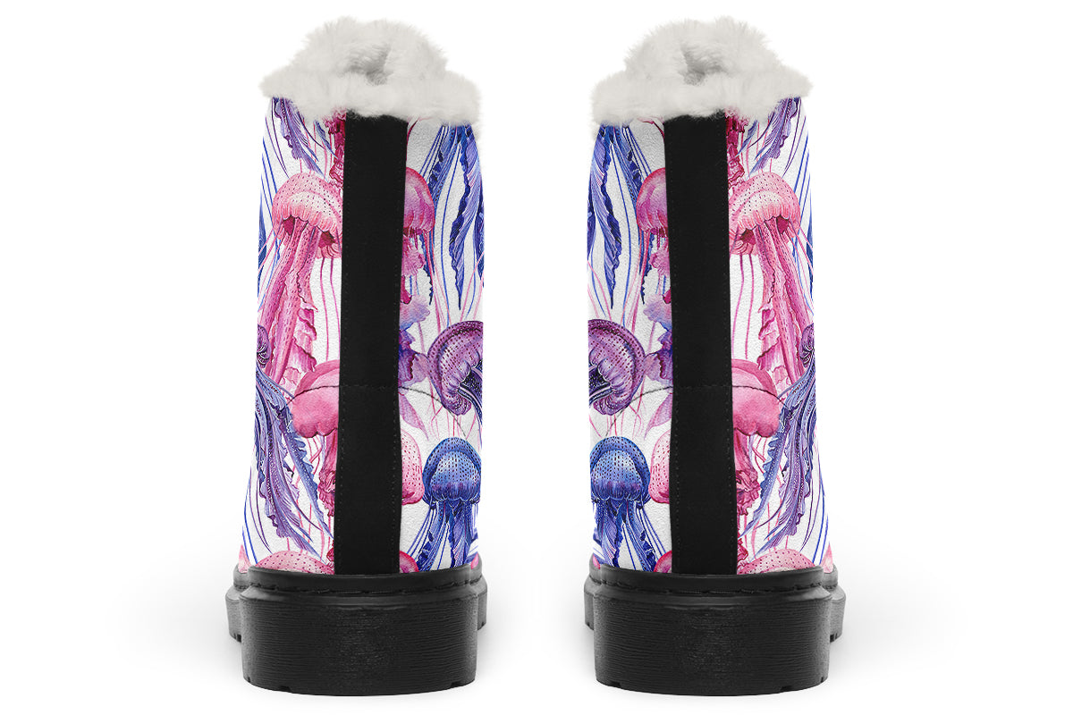 Watercolour Jellyfish Faux Fur Boots
