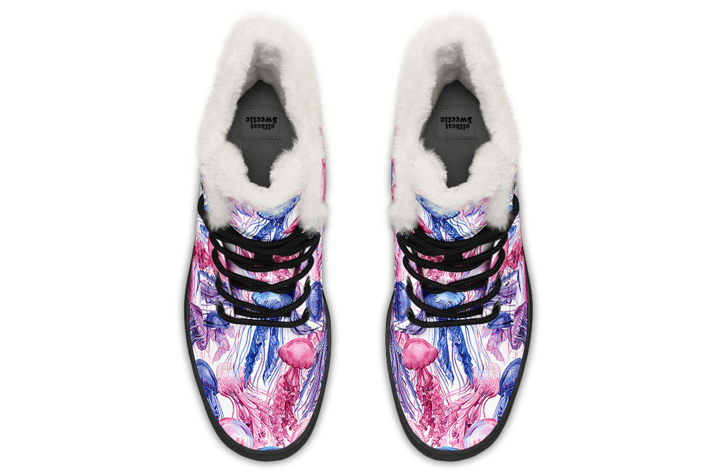 Watercolour Jellyfish Faux Fur Boots