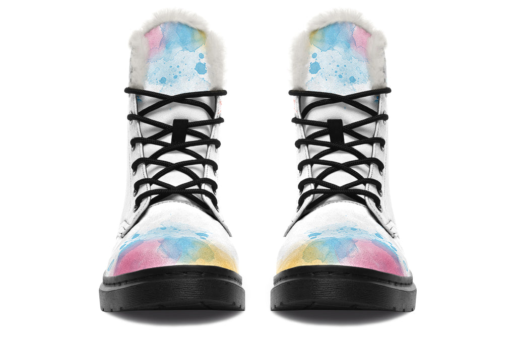 Watercolour Penguin Faux Fur Boots - Offbeat Sweetie