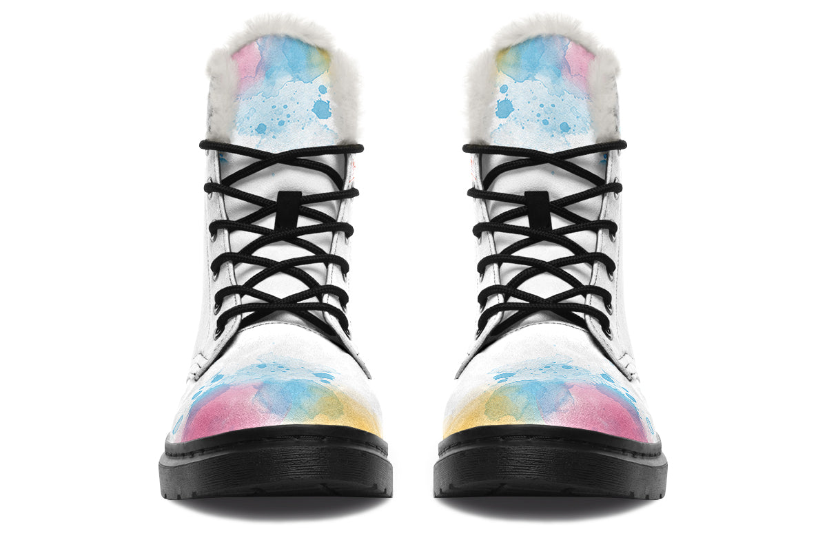 Watercolour Penguin Faux Fur Boots - Offbeat Sweetie