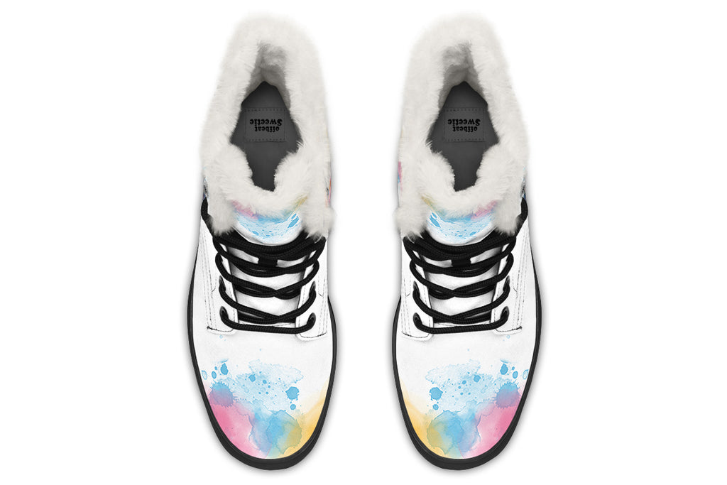 Watercolour Penguin Faux Fur Boots - Offbeat Sweetie
