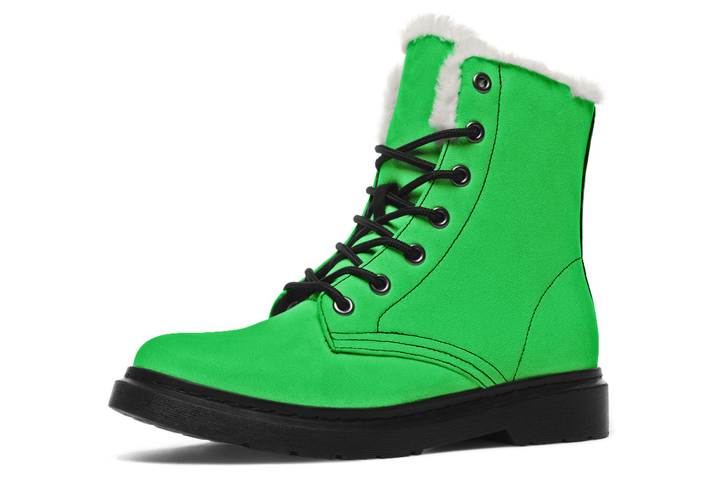 Yellow And Green Mismatch Faux Fur Boots - Offbeat Sweetie